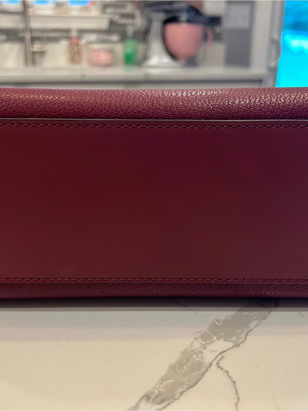 Michael Kors Wine Red Leather Satchel with Gold Hardware